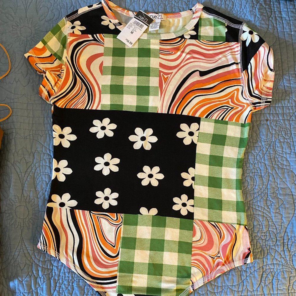 RUE21 TEEN MULTI-COLOR BODY SUIT TOP SIZE MEDIUM NWT